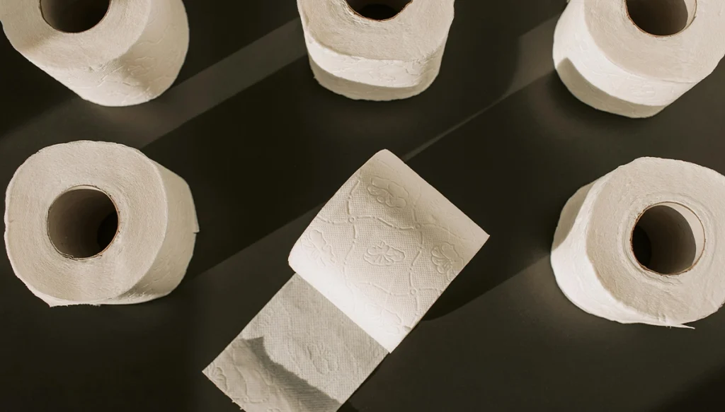 rows of toilet tissue